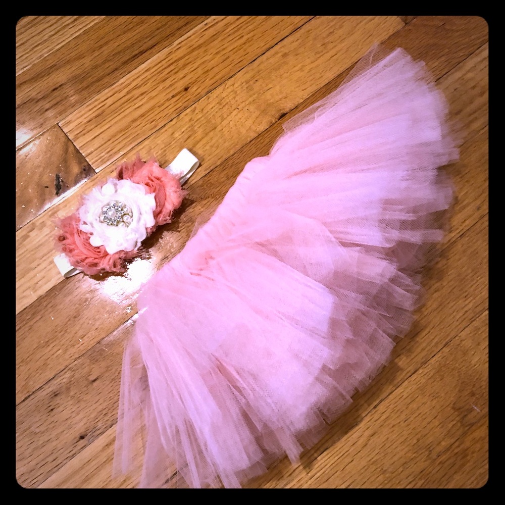 Infant baby girl tutu and matching headband